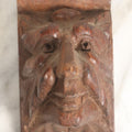 Lot 038 - Small Antique Hand Carved Three Dimensional Wooden Green Man Face Block Furniture Fragment