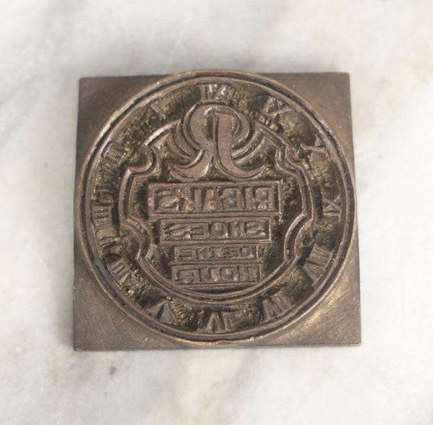 Lot 042 - Antique Ribak's Shoes Of The Hour Printing Press Advertising Block With Clock Motif