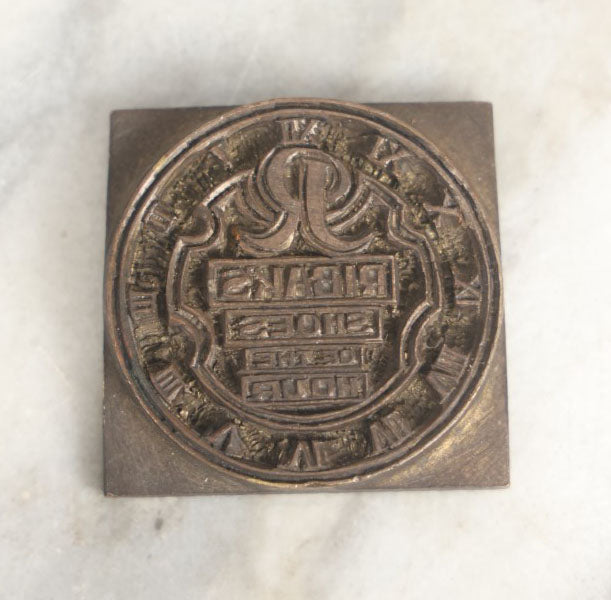 Lot 042 - Antique Ribak's Shoes Of The Hour Printing Press Advertising Block With Clock Motif