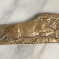 Lot 047 - Vintage Cast Brass Crouching Lion Letter Opener With Pyramid, Palm Tree, Egyptian Revival
