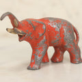 Lot 052 - Vintage Cast Metal Red Painted Elephant Figurine Toy
