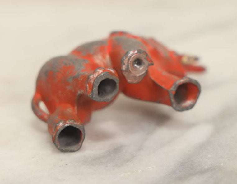 Lot 052 - Vintage Cast Metal Red Painted Elephant Figurine Toy