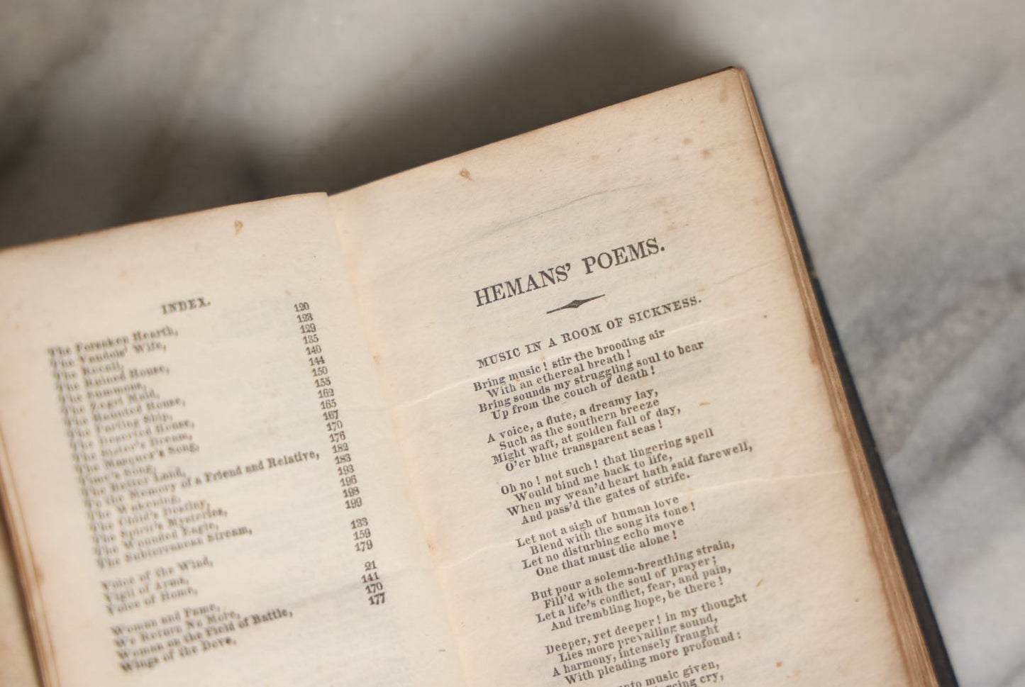 Lot 057 - "The Poetical Works Of Mrs. Hemans" Pair Of Antique Poetry Books, Poetry Of Felicia Dorothea Hemans Volumes I And II, Note Wear, Poems On Death And More