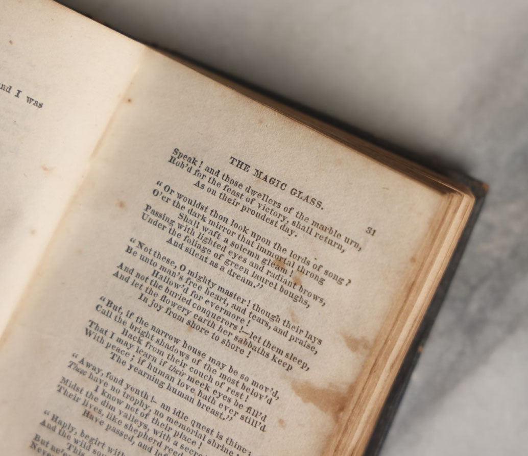 Lot 057 - "The Poetical Works Of Mrs. Hemans" Pair Of Antique Poetry Books, Poetry Of Felicia Dorothea Hemans Volumes I And II, Note Wear, Poems On Death And More