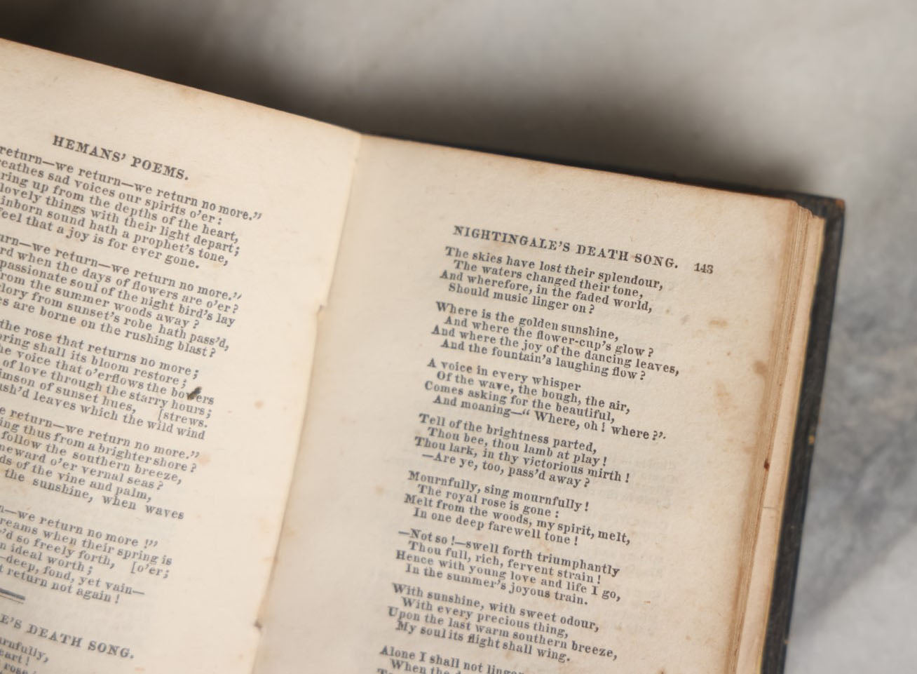 Lot 057 - "The Poetical Works Of Mrs. Hemans" Pair Of Antique Poetry Books, Poetry Of Felicia Dorothea Hemans Volumes I And II, Note Wear, Poems On Death And More