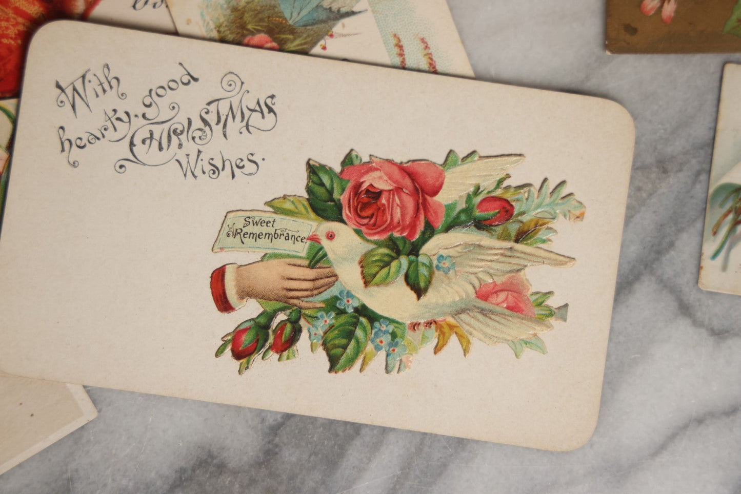 Lot 060 - Grouping Of 20+ Antique Victorian Calling Cards, Christmas Cards, And More, Including Coney Island Card