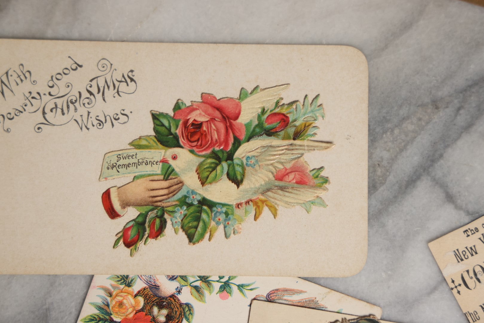 Lot 060 - Grouping Of 20+ Antique Victorian Calling Cards, Christmas Cards, And More, Including Coney Island Card