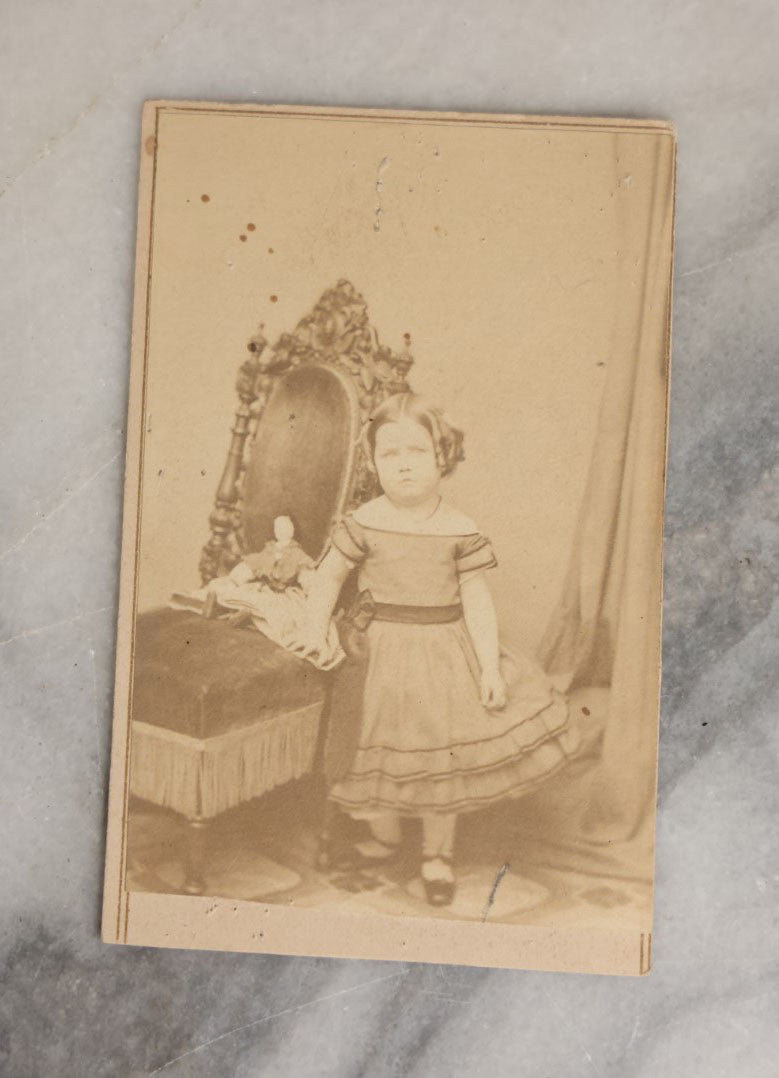 Lot 063 - Grouping Of Three Antique Carte De Visite C.D.V. Photos Of Children With Their Dolls, Photos From Massachusetts, New Hampshire, And Maryland