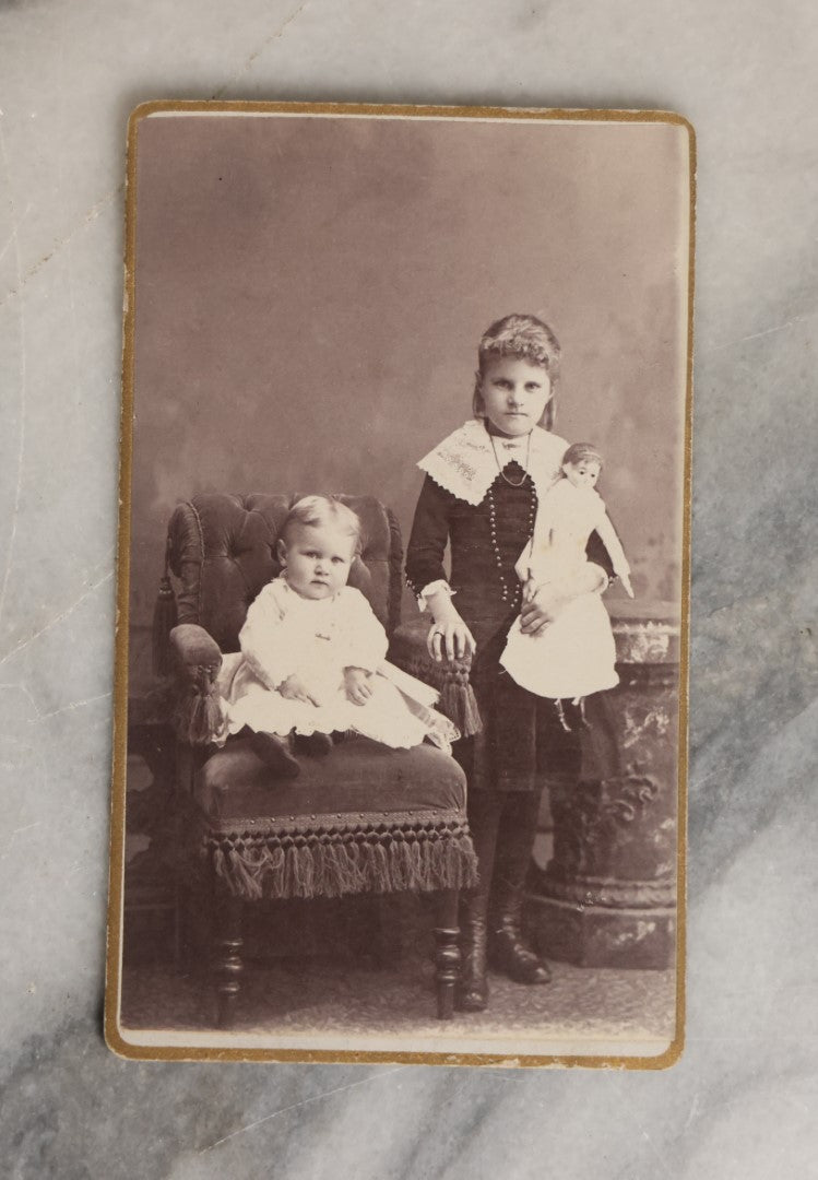 Lot 063 - Grouping Of Three Antique Carte De Visite C.D.V. Photos Of Children With Their Dolls, Photos From Massachusetts, New Hampshire, And Maryland