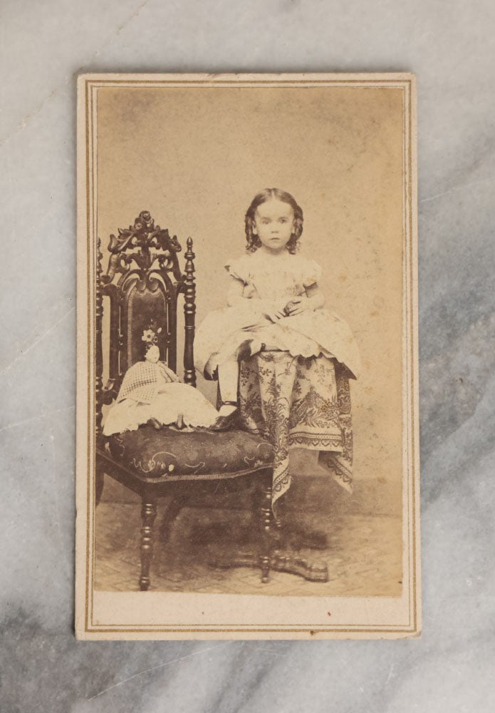 Lot 063 - Grouping Of Three Antique Carte De Visite C.D.V. Photos Of Children With Their Dolls, Photos From Massachusetts, New Hampshire, And Maryland