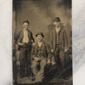 Lot 067 - Single Antique Tintype Photograph Of Three Men Smoking Cigars, In Hats