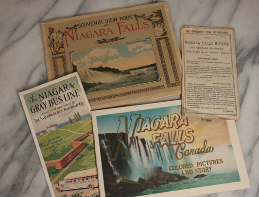 Lot 078 - Four Piece Ephemera Grouping, Niagara Falls Related, Including View Book, Gray Bus Line, Museum Brochure, And Colored Pictures And Story