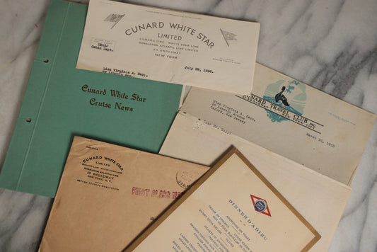 Lot 079 - Five Piece Ephemera Grouping, Relating To The Cunard White Star Line, Including Cruise News From The M.V. Britannic, Circa 1930s