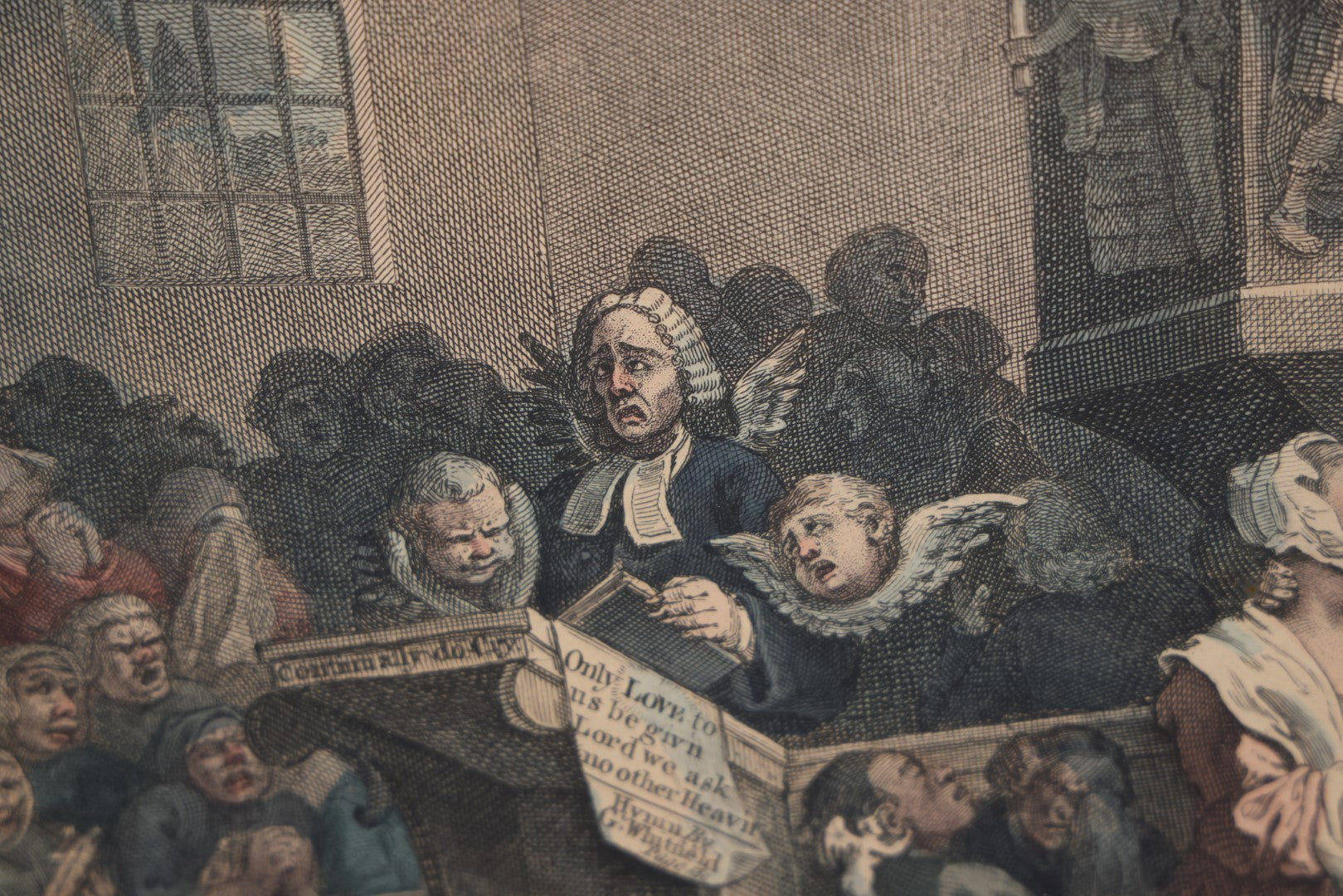 Lot 006 - Antique Hand Colored Engraving After William Hogarth (English, 1697-1764), Titled "Credulity, Superstition And Fanaticism" Featuring Witches, Devils, Spirits, Circa 19th Century