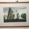 Lot 008 - Vintage Original Watercolor Painting Of Hadlyme Churchyard And Cemetery, Hadlyme, Connecticut, Artist Signed, Bill Steeves, Framed, 22-1/4" x 17-1/2"