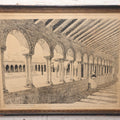 Lot 009 - Antique Pen And Ink Drawing Of The Cloister Of Basilica Of San Zeno, Verona, Italy, Artist Signed And Dated, G.E. Foster, 1896, Framed, 22-1/4" x 17-1/2"