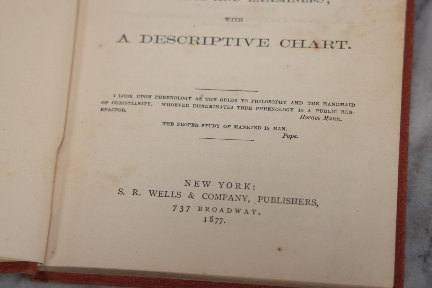 Lot 011 - "How To Read Character: A New Illustrated Hand-Book Of Phrenology And Physiognomy" Antique Book By Samuel R. Wells, Published 1877