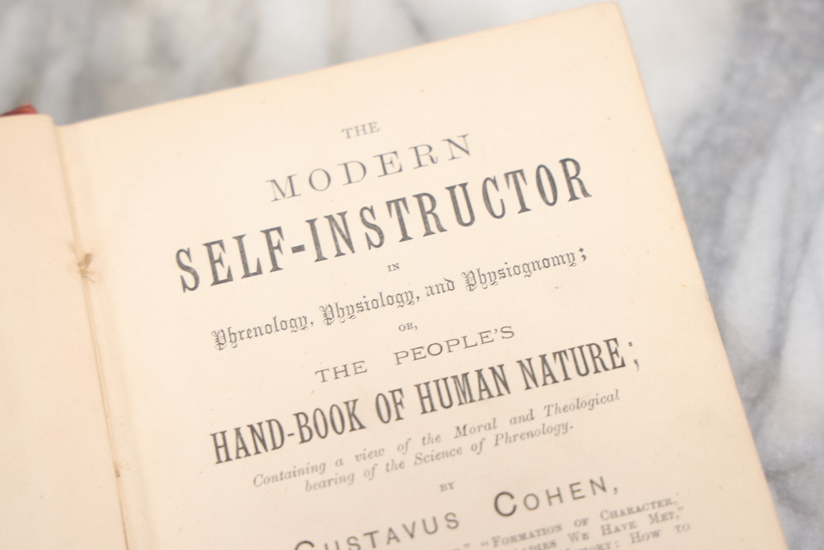 Lot 012 - "The Modern Self-Instructor In Phrenology, Physiology, And Physiognomy; Or The People's Handbook Of Human Nature," Antique Illustrated Book By Gustavus Cohen, London, 19th Century