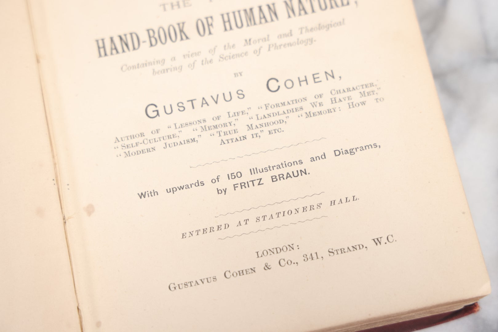 Lot 012 - "The Modern Self-Instructor In Phrenology, Physiology, And Physiognomy; Or The People's Handbook Of Human Nature," Antique Illustrated Book By Gustavus Cohen, London, 19th Century