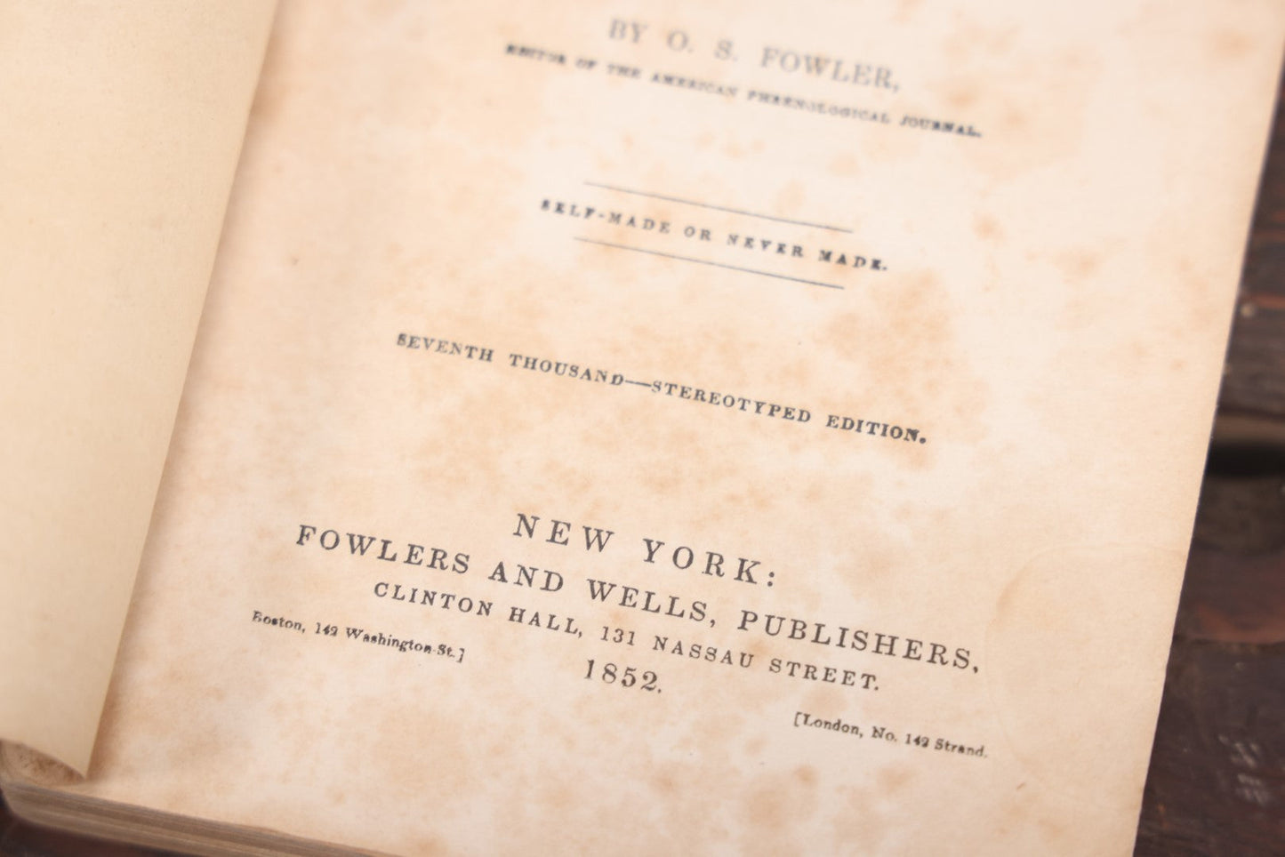 Lot 013 - "Self-Culture And Perfection Of Character" Antique Illustrated Phrenology Book By O.S. Fowler, New York, 1852