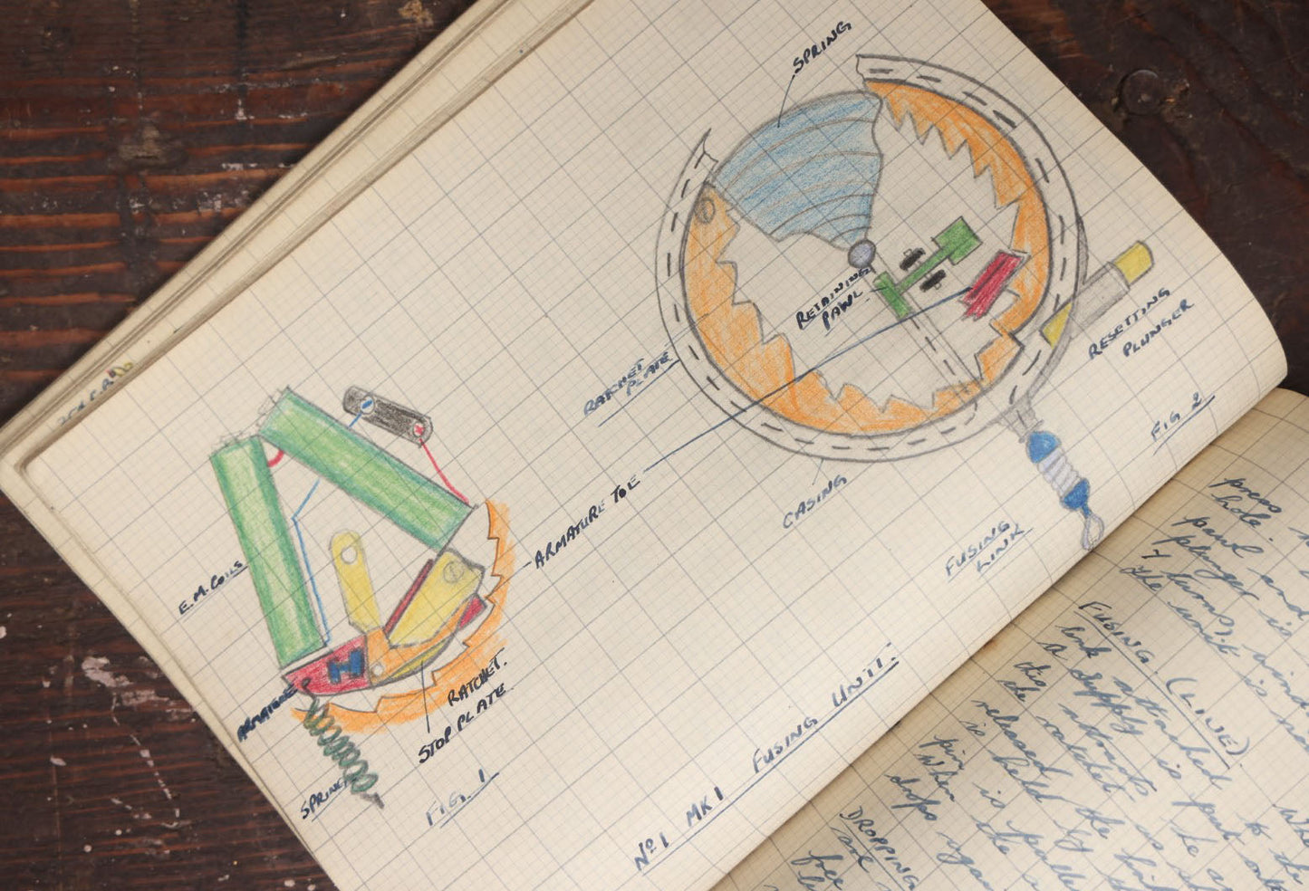 Lot 017 - Circa Post World War Two Vintage Handwritten, Hand Illustrated Documentation Relating To Aircraft, Bombs, And Munitions, Power Supplies, Etc.,, Air Mechanic Notebook