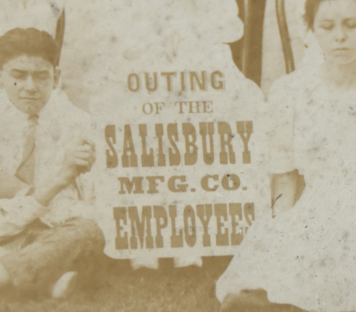 Lot 018 - Antique Framed Boarded Group Occupational Photo, Outing Of The Salisbury Manufacturing Company Employees, Likely The Textile Company Of Amesbury, Massachusetts