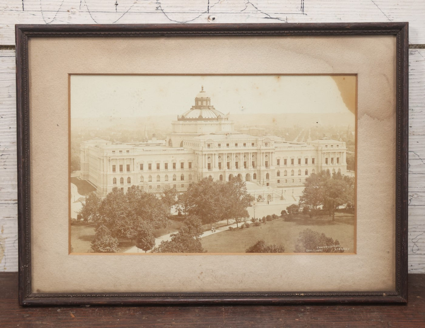 Lot 019 - Antique Framed Photo Of The Congressional Library Exterior, Washington, D.C., Taken September 1, 1897