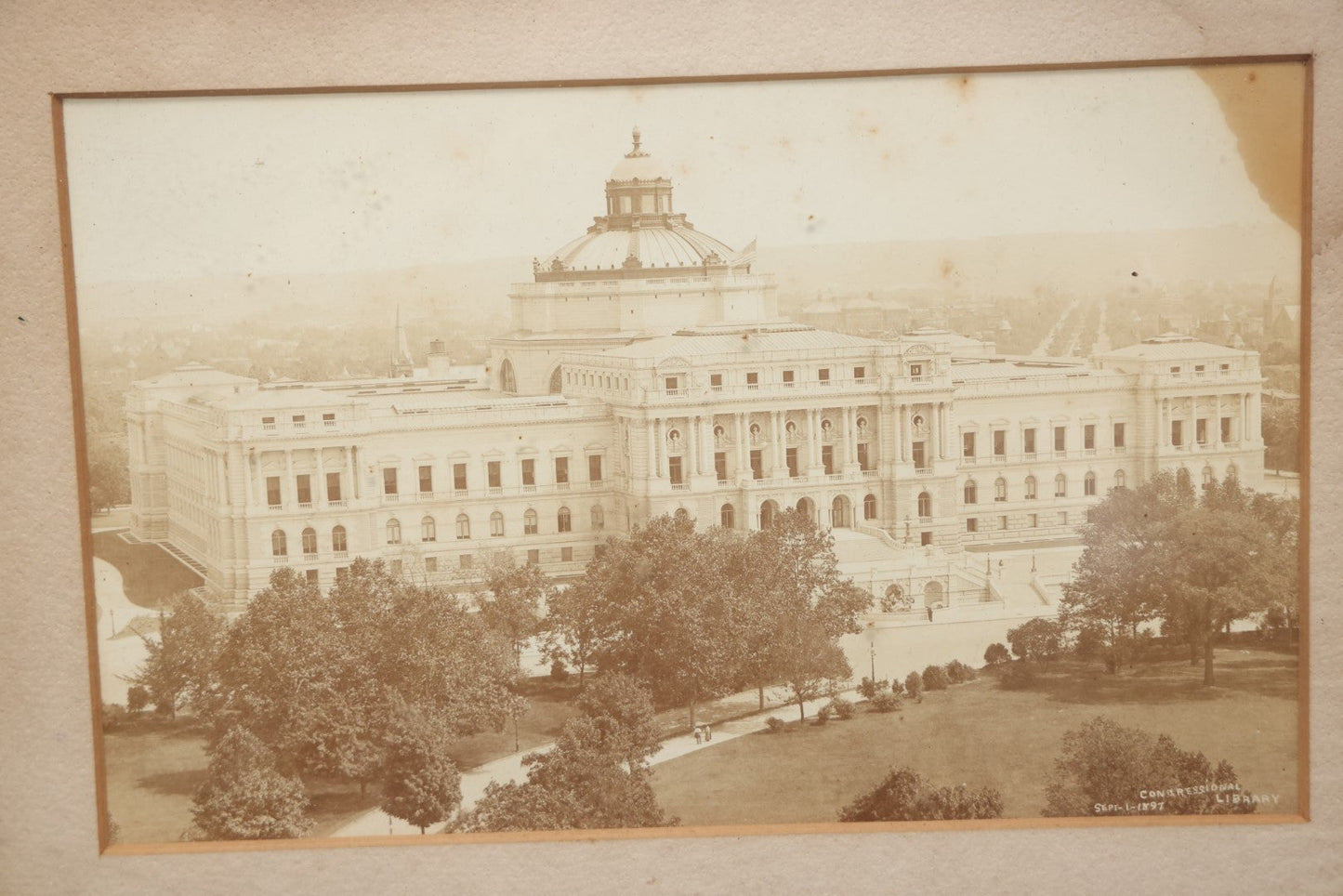 Lot 019 - Antique Framed Photo Of The Congressional Library Exterior, Washington, D.C., Taken September 1, 1897