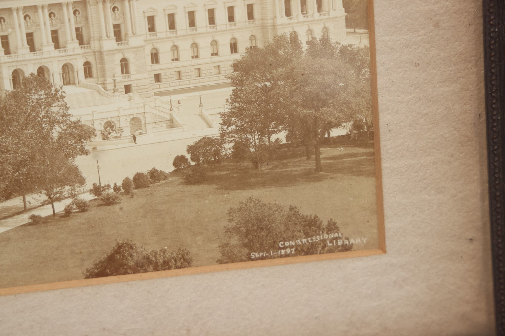 Lot 019 - Antique Framed Photo Of The Congressional Library Exterior, Washington, D.C., Taken September 1, 1897