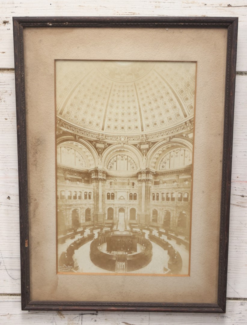 Lot 020 - Antique Framed Photo Of The Public Reading Room, Congressional Library, Washington, D.C., Circa 1897