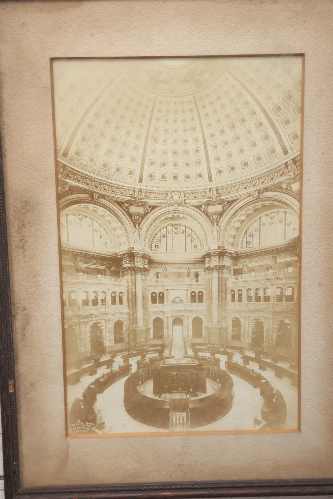 Lot 020 - Antique Framed Photo Of The Public Reading Room, Congressional Library, Washington, D.C., Circa 1897