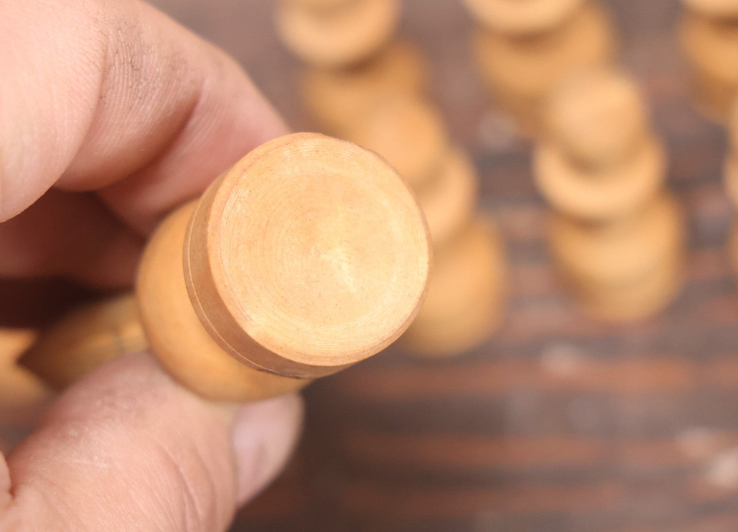 Lot 022 - Antique Handmade Wood Turned Chess Pieces, Complete Set, Note Damage To Black Queen And Black Pawn, Hand Carved Knights, Includes Wooden Box