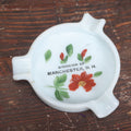 Lot 030 - Antique Hand Painted Milk Glass Ashtray Souvenir Of Manchester, New Hampshire, With Painted Flowers