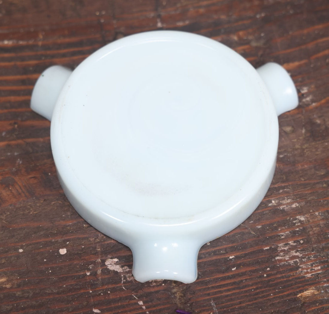 Lot 030 - Antique Hand Painted Milk Glass Ashtray Souvenir Of Manchester, New Hampshire, With Painted Flowers