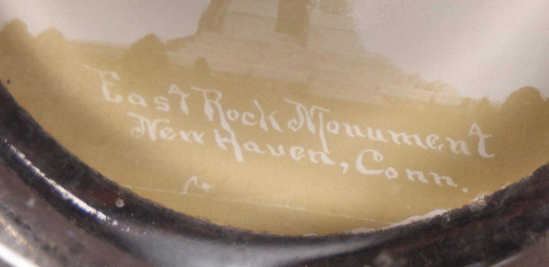 Lot 033 - Grouping Of Three Antique Glass Photo Souvenir Paperweights, Old South Church, Boston, East Rock Monument, New Haven, Connecticut, And Temple Music, Pan-American Exposition