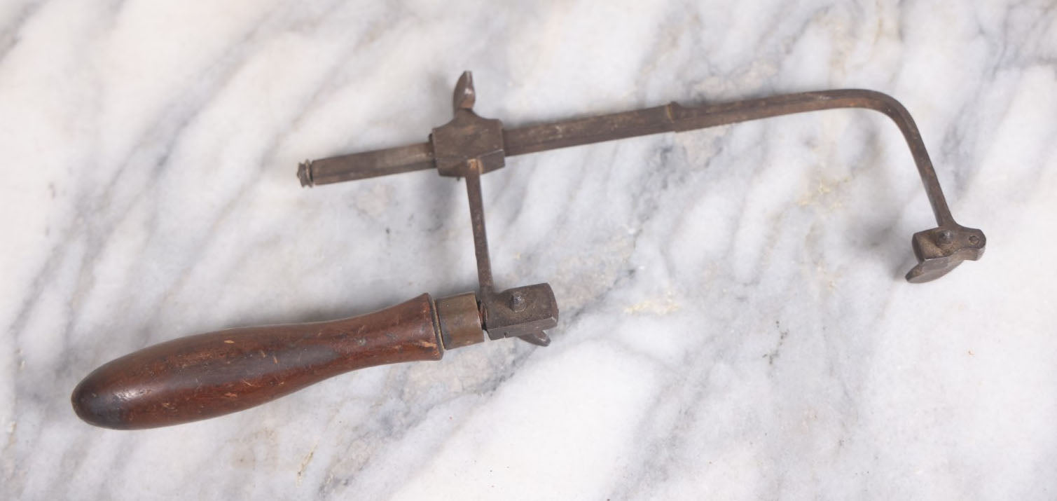 Lot 039 - Antique Wood Handled Adjustable Jeweler's Saw, No Blade, Circa Mid 19th Century