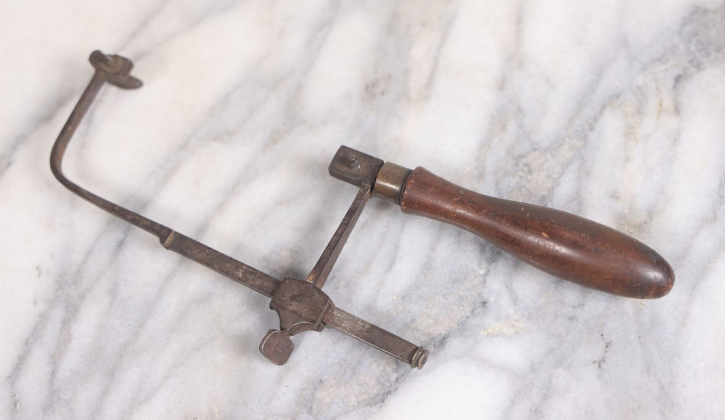 Lot 039 - Antique Wood Handled Adjustable Jeweler's Saw, No Blade, Circa Mid 19th Century