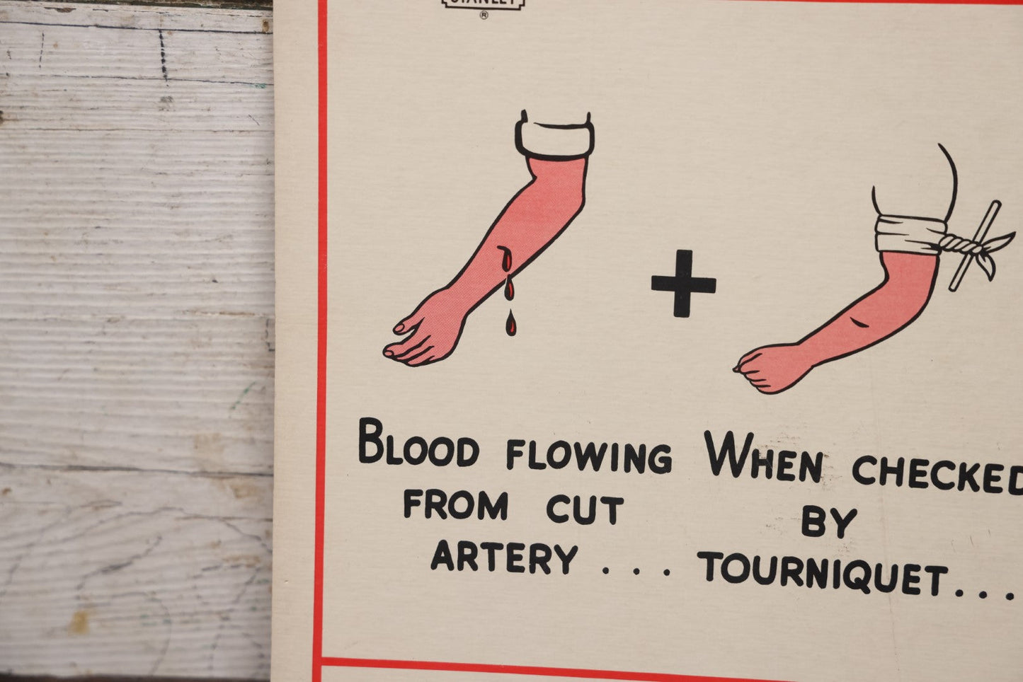 Lot 046 - Double Sided Vintage Stanley Tools Safety Chart, Live Sockets And Bloody Cut, Lithographed