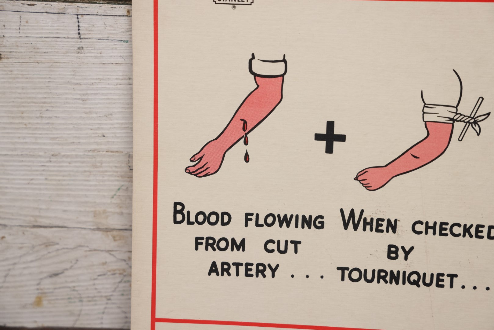 Lot 046 - Double Sided Vintage Stanley Tools Safety Chart, Live Sockets And Bloody Cut, Lithographed