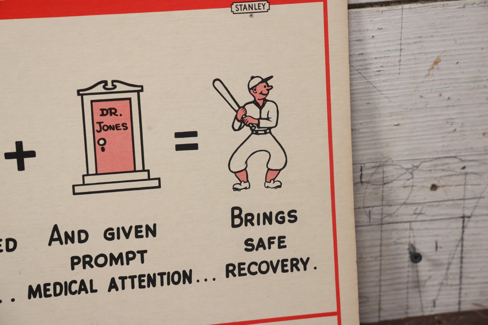 Lot 046 - Double Sided Vintage Stanley Tools Safety Chart, Live Sockets And Bloody Cut, Lithographed