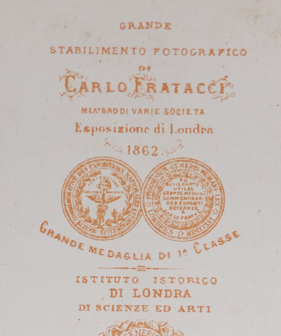 Lot 052 - Antique Carte De Visite C.D.V. Photograph, Likely Of An Italian Or European Military Officer, Carlo Fratacci Photographer, Napoli, Italy