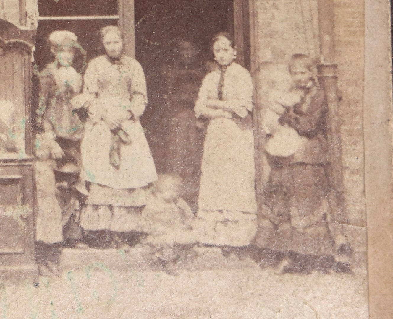 Lot 056 - Antique Cabinet Card Occupational Photo Of Storefront, Mrs. J. Agger Millinery, With Workers, Cincinnati, Ohio, Note Ink Stains, D.C. Redington, Photographer