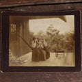 Lot 058 - Antique Boarded Photo Of Three Young Women On Hammock Outside, Playing Home Made Comb Instruments, With Poem On Back, Identified As Harriet, Florence, And Lizzie