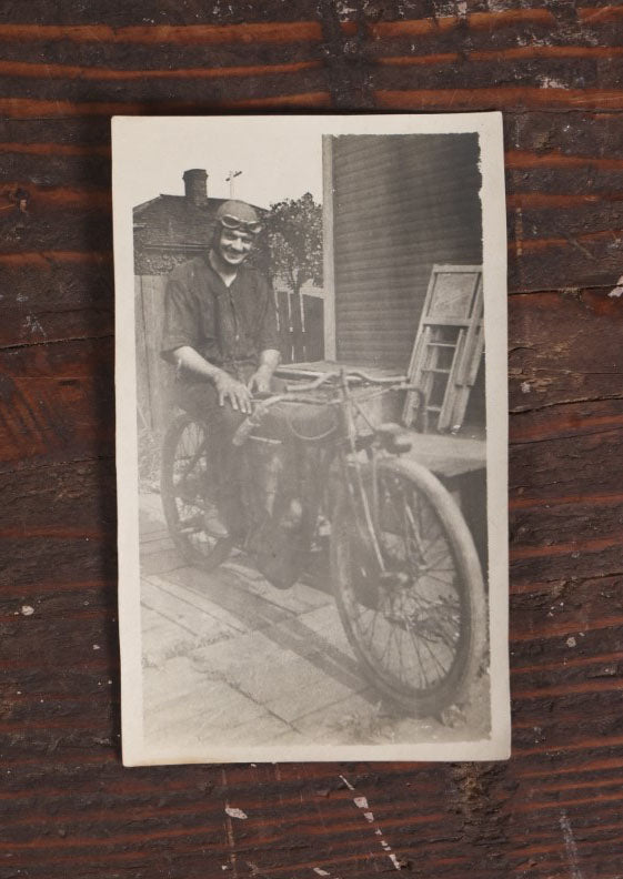 Lot 065 - Grouping Of Four Vintage Motorcycle Snap Shot Photographs, Including Crocker, Indian Motorcycles