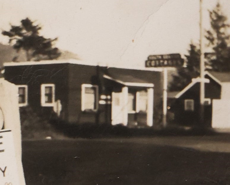 Lot 066 - Single Snapshot Photograph, Girl In Front Of For Sale Sign, Business In Background, Two Digit Phone Number