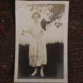 Lot 067 - Single Snapshot Photograph, Girl In Glasses Wearing Early Baseball Mitt