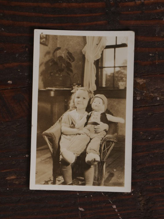 Lot 069 - Single Snapshot Photograph, Young Girl Named Barbara Tomlinson With Doll, July 1936