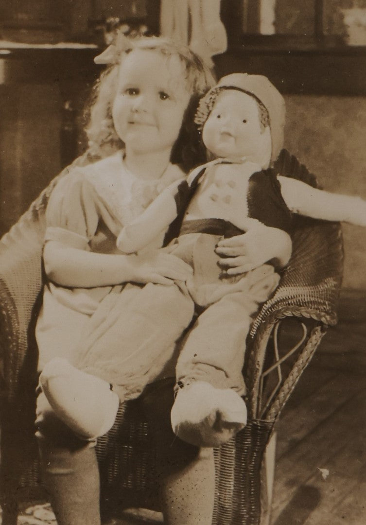 Lot 069 - Single Snapshot Photograph, Young Girl Named Barbara Tomlinson With Doll, July 1936