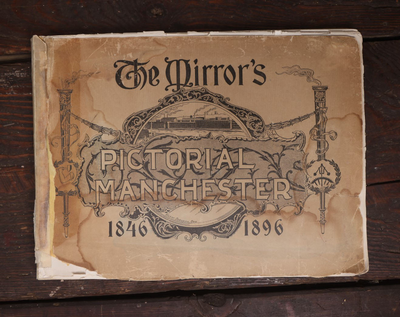 Lot 072 - Antique Manchester, New Hampshire Photograph Book, "The Mirror's Pictorial Manchester, 1846-1896" 50 Years Since Incorporation, By The John B. Clarke Co., Publishers, Note Heavy Wear