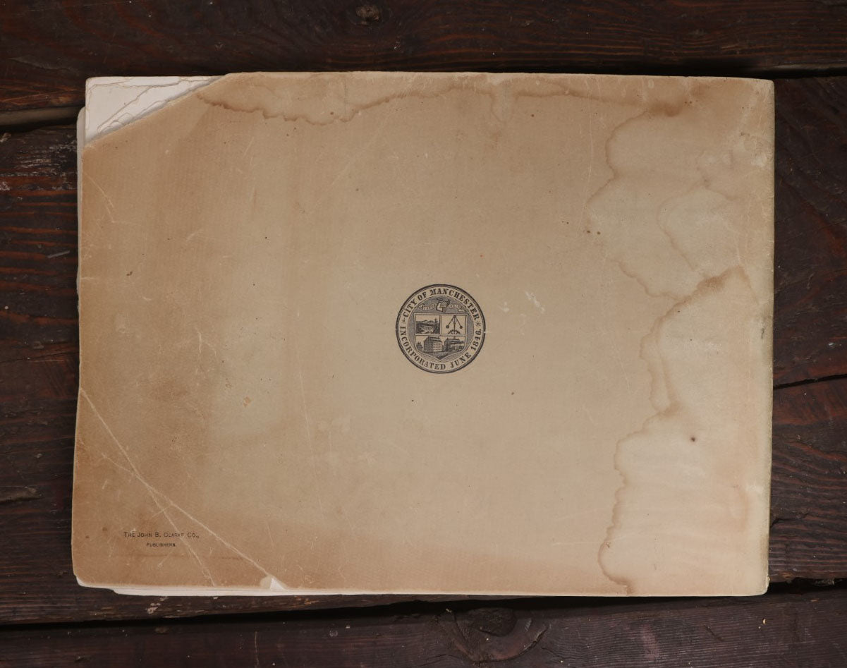 Lot 072 - Antique Manchester, New Hampshire Photograph Book, "The Mirror's Pictorial Manchester, 1846-1896" 50 Years Since Incorporation, By The John B. Clarke Co., Publishers, Note Heavy Wear